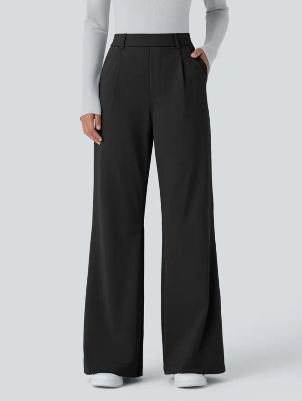 HALARA Black High-Waist Wide-Leg Trousers Sz XS Tall